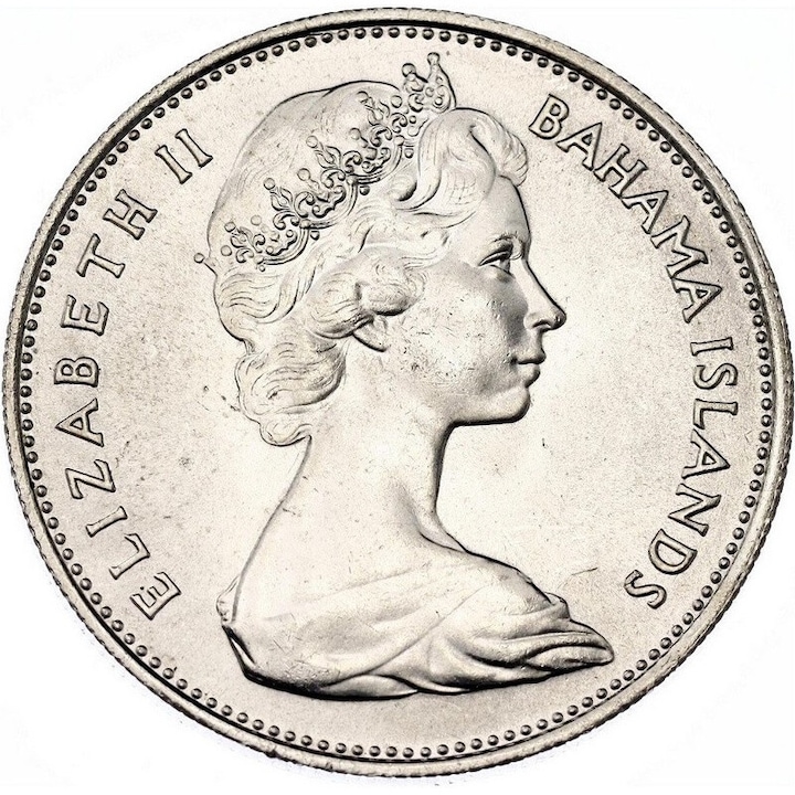 Moneda istorica din Argint 1 dolar Elisabeta II Bahamas