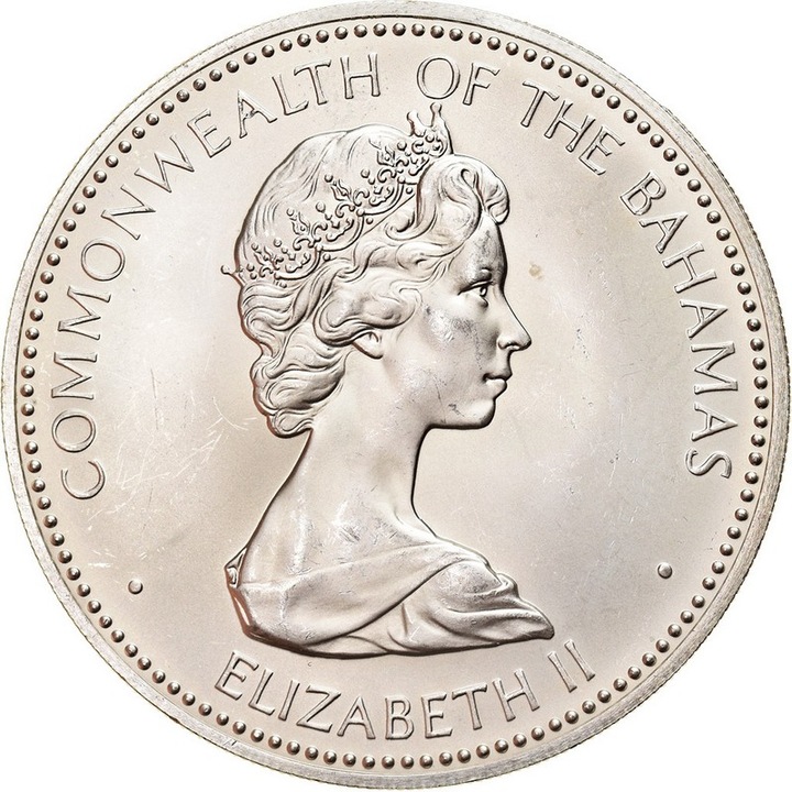 Moneda istorica din Argint 10 dolari Elizabeta II Bahamas