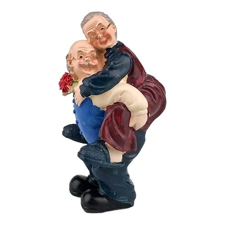 Декоративна статуетка, Влюбени дядо и баба, 14 см, 1804H