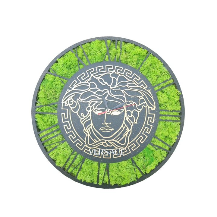 Ceas ornat cu lichieni, 40 cm negru