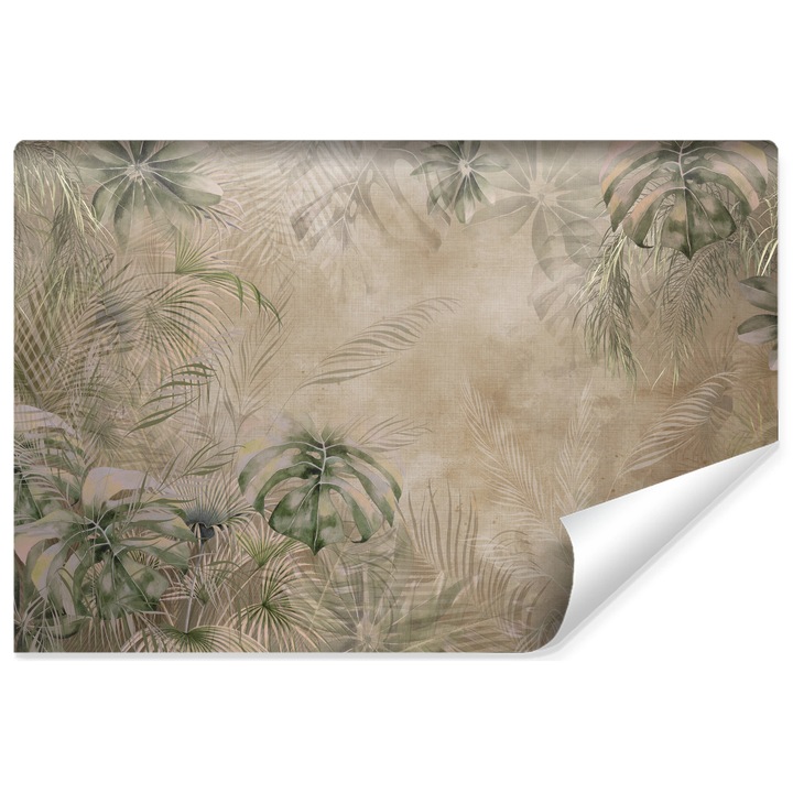 Fototapet Muralo vegetatie tropicala, frunze de monstera pe fond de beton 360 cm x 240 cm decor dormitor