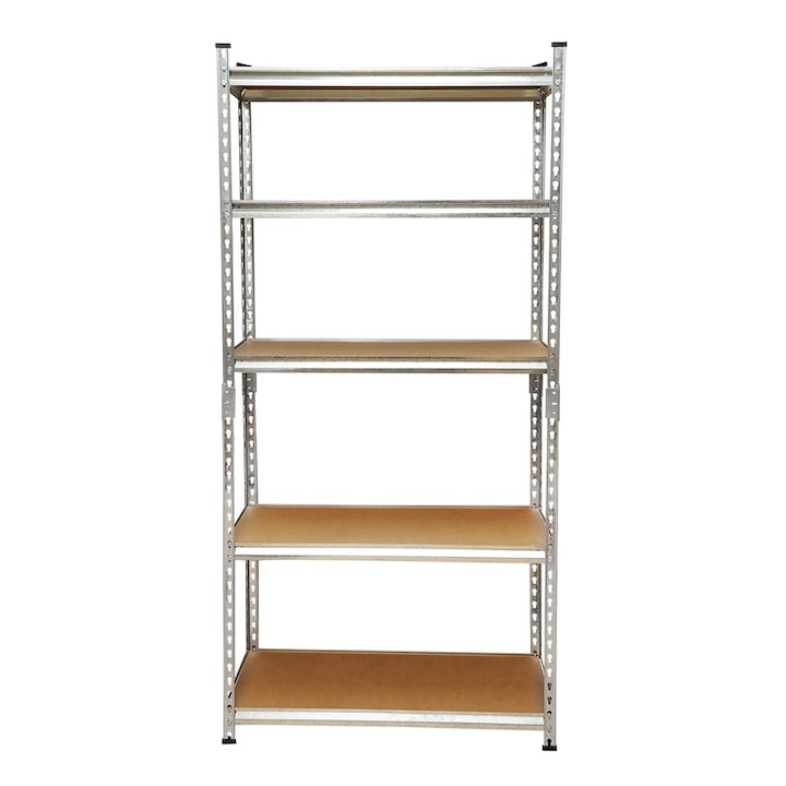 Raft metalic cu 5 polite MDF, 180x90x30cm, 120kg/polita, montaj fara suruburi Breckner Germany