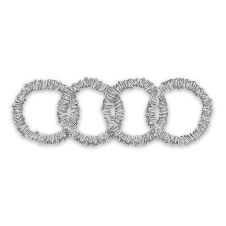 Set 4 elastice mici din matase Mulberry Silver Gray
