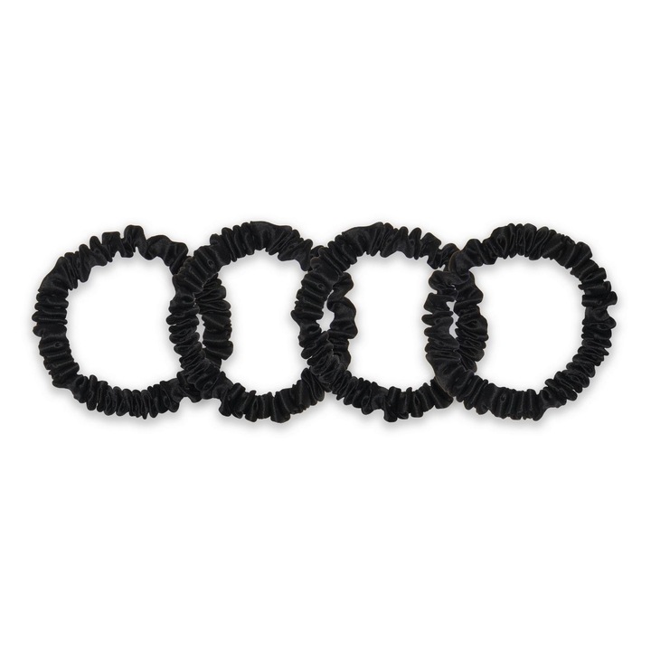 Set 4 elastice mici din matase Mulberry Negru