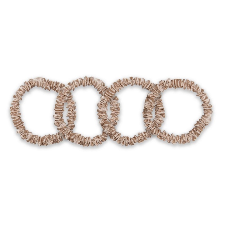 Set 4 elastice mici din matase Mulberry Caramel