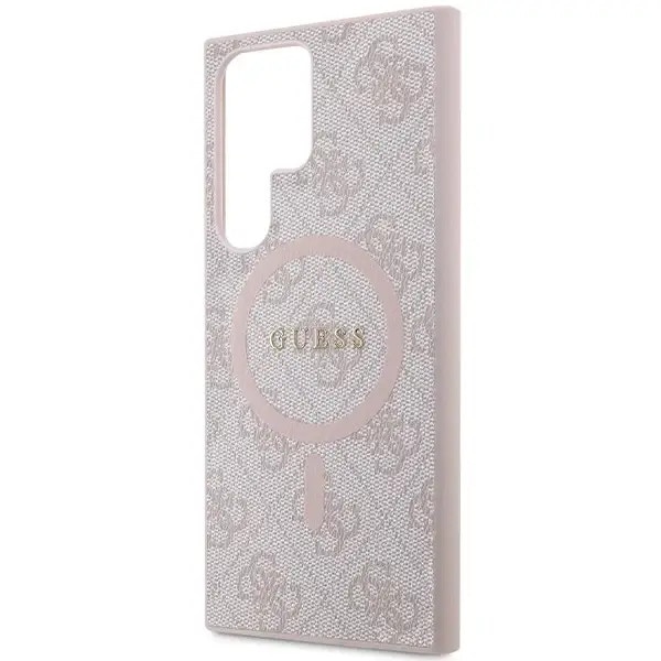 Carcasa Guess 4G Collection Leather Metal Logo cu MagSafe compatibil cu Samsung Galaxy S24 Ultra, Roz