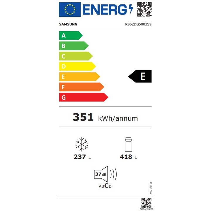 Side by side Samsung RS62DG5003S9EO, 655 l, No frost, All around Cooling, Smart Things WiFi, Clasa E, H 178 cm, Argintiu