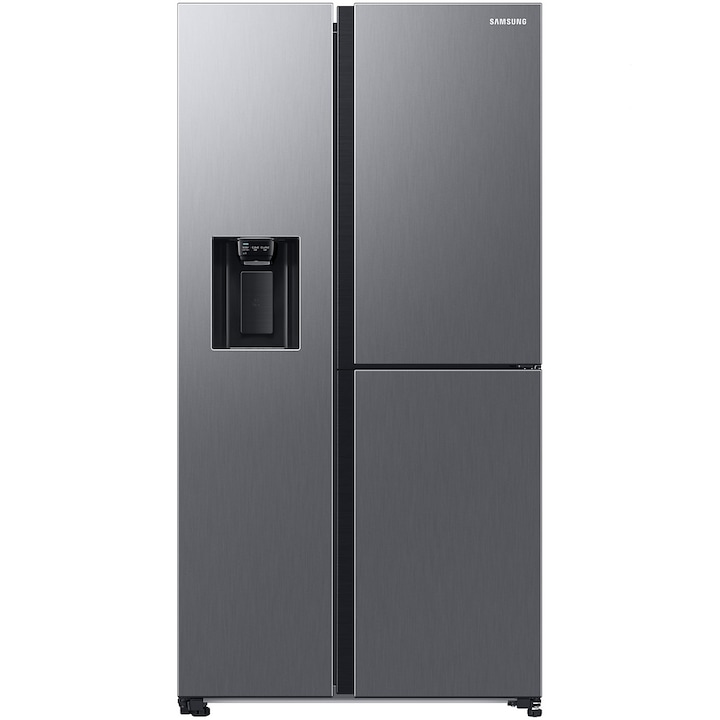 Side by side Samsung RH68DG853DS9EF, 627 l, No frost, Twin Cooling, Conversie 5 in 1, Food Showcase, Smart Things WiFi, AI Energy, Clasa D, H 178 cm, Inox