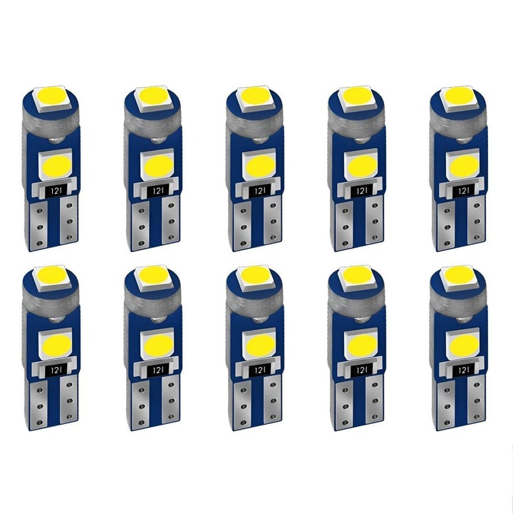 Set 10 Becuri LED T10, JENUOS®, pentru bord, lumini ambientale, senzorul de parcare, Transparent
