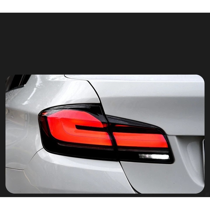 Set Stopuri Full LED G30 Style, Compatibile cu BMW Seria 5 F10 2010-2016, Rosu Fumuriu cu Semnal Dinamic Secvential