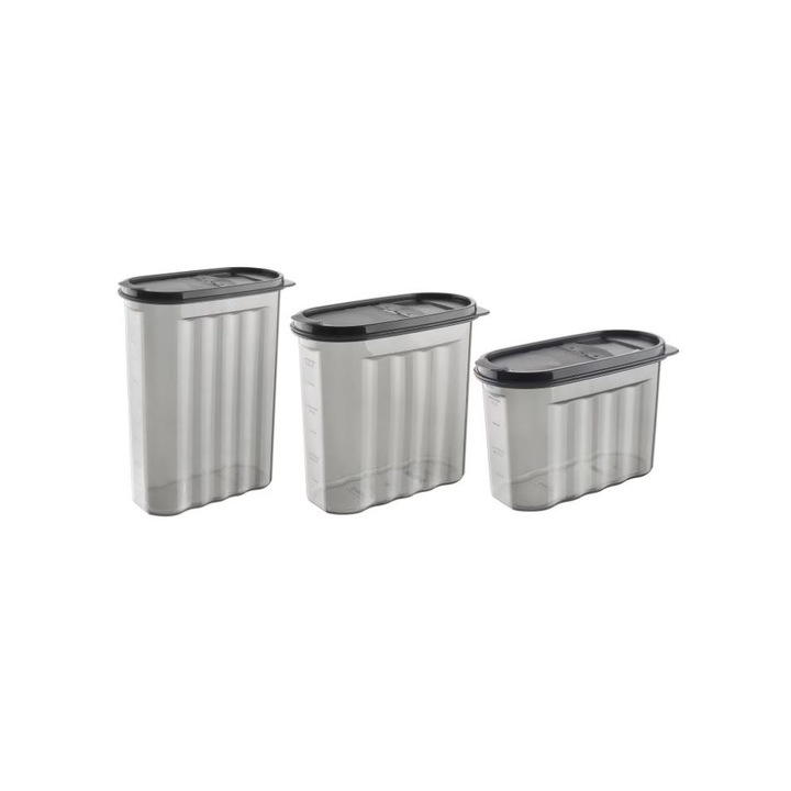 Set 3 Cutii pentru alimente din plastict, 1.2/1.8/2.5Ltr, Tuffex, SULTAN HOME -SET3