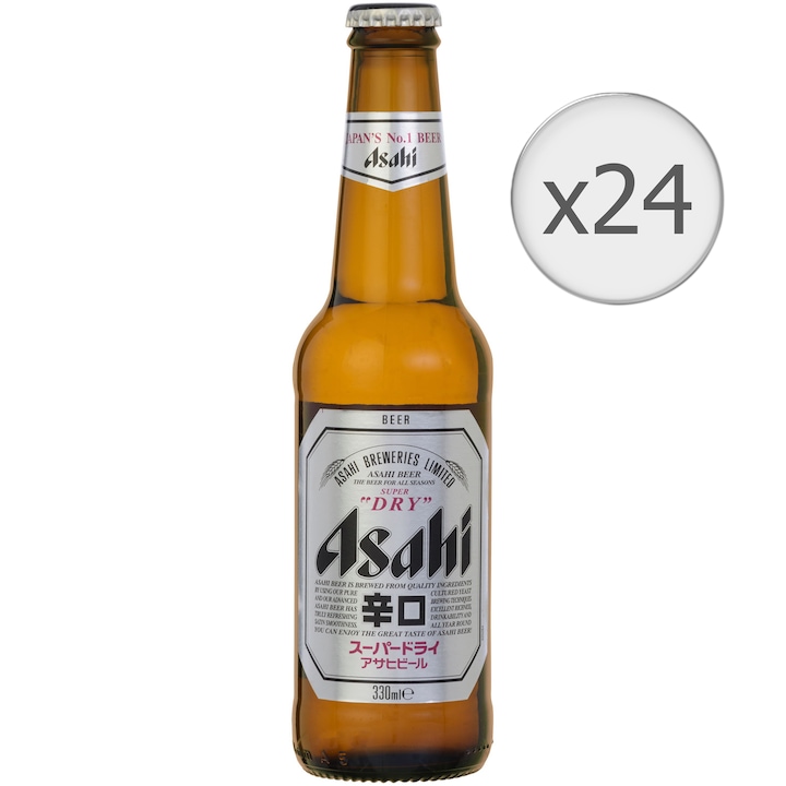 Bere blonda Asahi, sticla, 24 x 0.33l