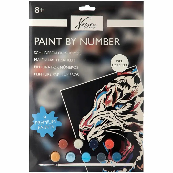 Pictura pe numere, Nassau Fine Art, culori acrilice incluse, model tigru