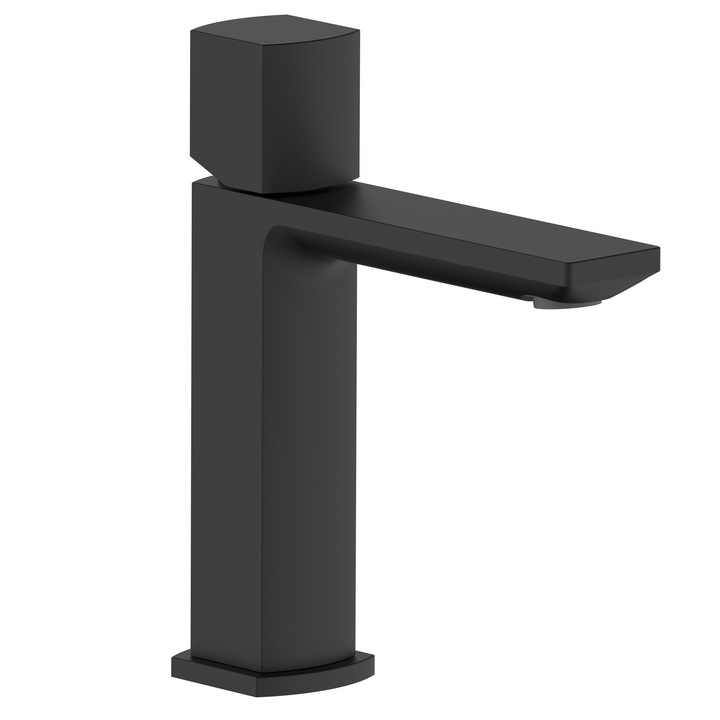 Baterie lavoar Aquasanit Coral, cartus ceramic, racorduri 40cm de 3/8, negru mat