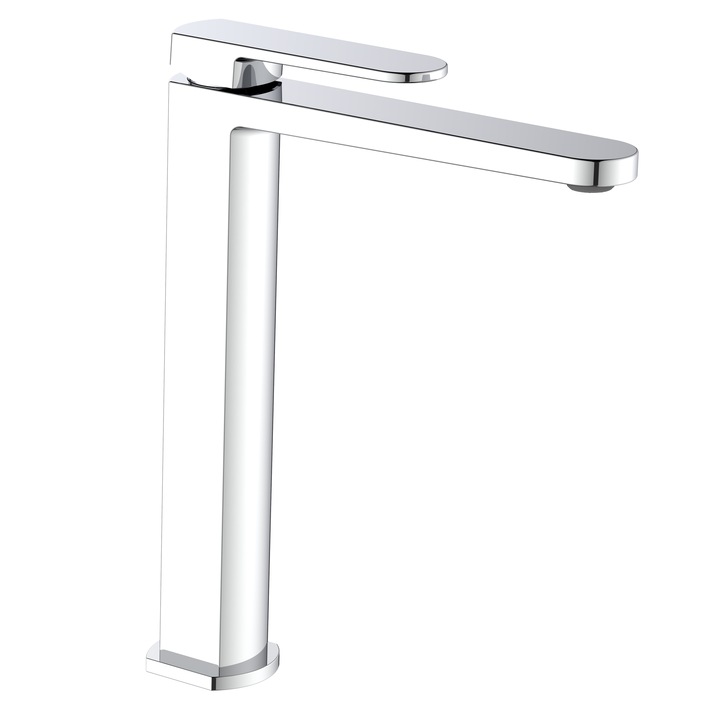 Baterie lavoar inalta pentru blat Aquasanit Zefir, cartus ceramic, racorduri flexibile 40 cm de 3/8, finisaj cromat