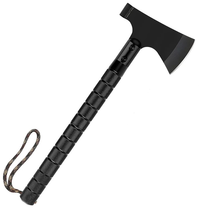 Kit supravietuire, pentru camping, portabil, pliabil, din otel carbon, negru