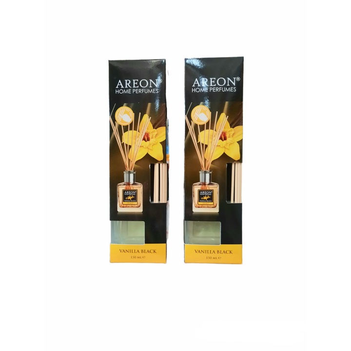 Pachet 2x Odorizant de camera cu betisoare, Areon Home Perfume Vanilla Black, 150 ml