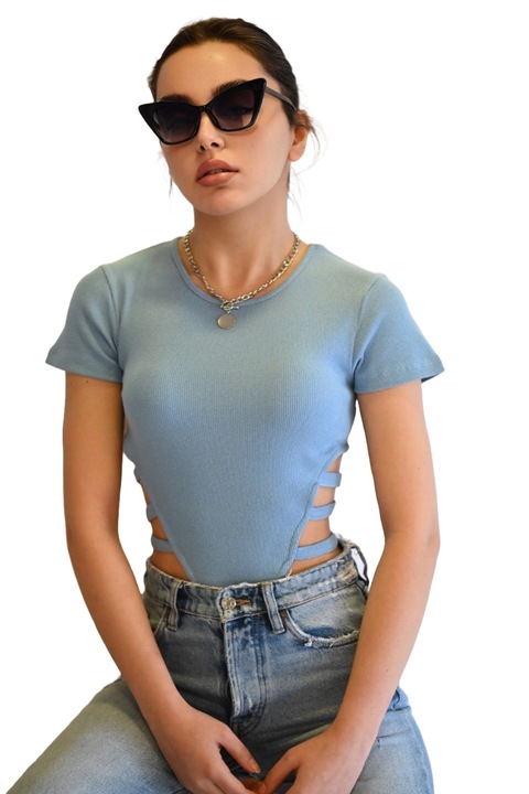 Дамско боди, WildFashion, 209987, Памук, Светло синьо, M INTL