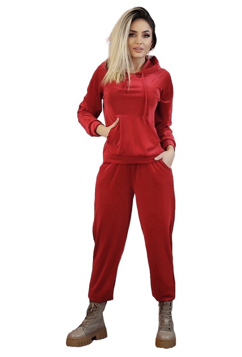 Trening dama, WildFashion, Bumbac/Viscoza, Visiniu, Visiniu