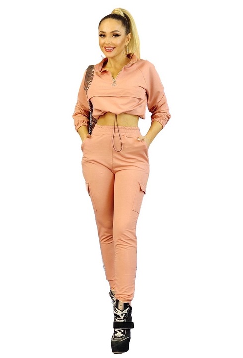 Trening dama, WildFashion, Bumbac/Poliester, Roz, Roz