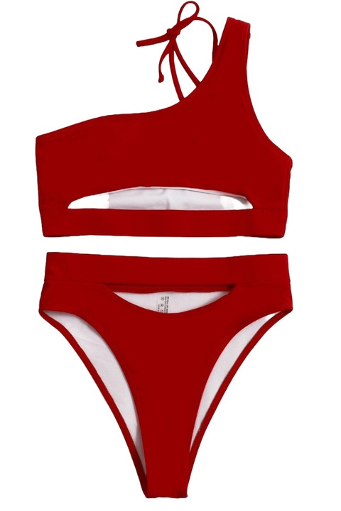 Costum de baie din 2 piese dama, WildFashion, Poliester, 3874, Rosu