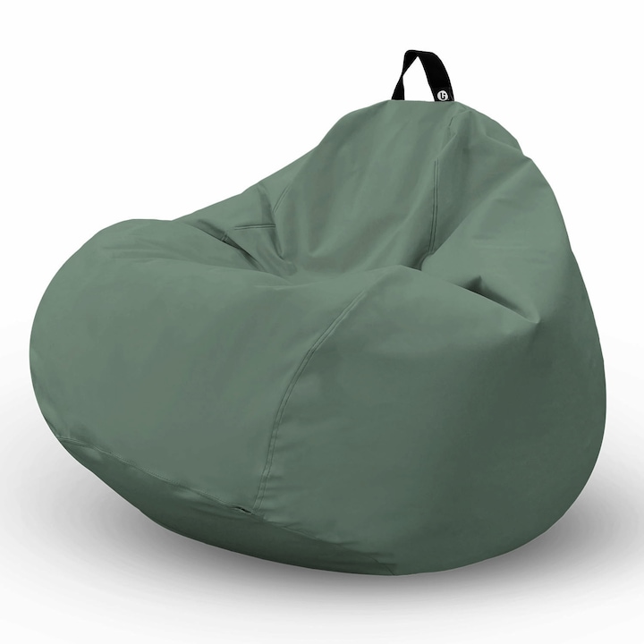 Fotoliu Updeco Puf Bean Bag tip para XL Chroma, impermeabil, poate fi folosit outdoor, cusatura dubla, sac interior, cu maner, 90 x 90 x 60 cm, Green Sage