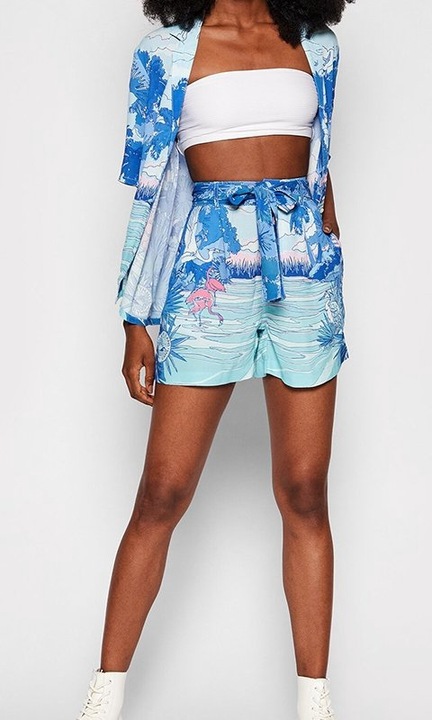 Pantaloni scurti dama, Tommy Jeans, Viscoza, Albastru, Albastru