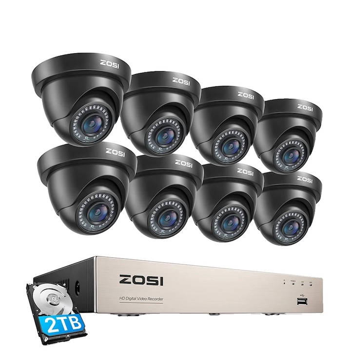 Sistem supraveghere Hikvision 2 camere ColorVu, 5MP(2K+), IR 40M