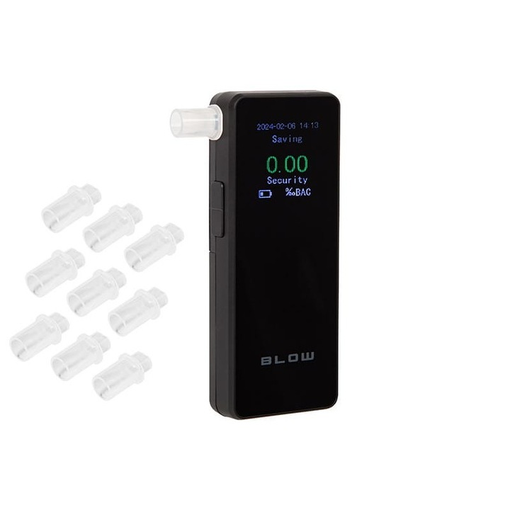 Тестер за трезвост, ABS, Blow, 95g, Време за измерване 5s, Многоцветен