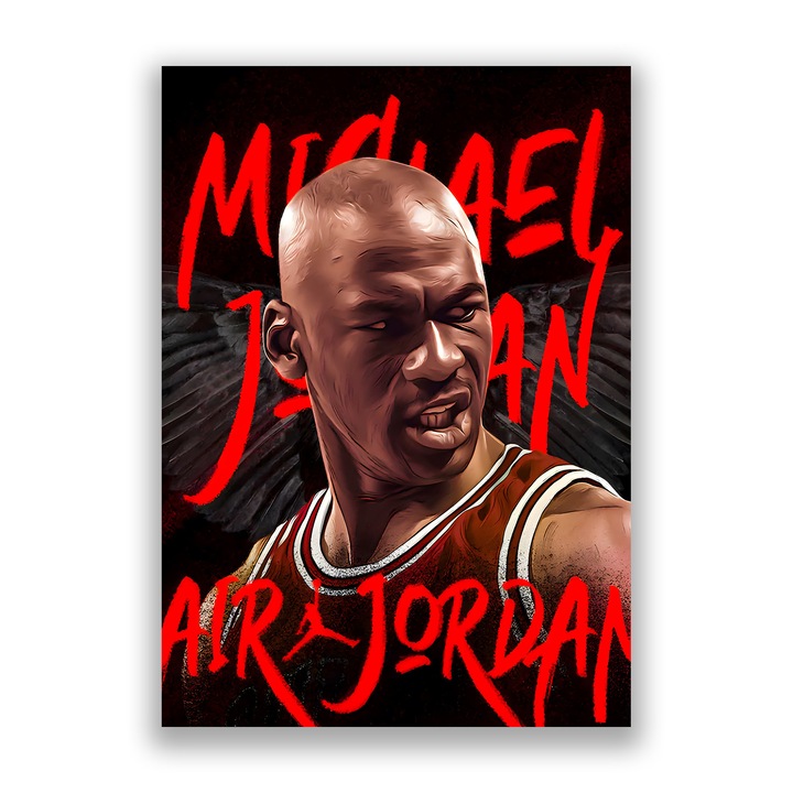 Премиум картина върху платно, LuxCanva® A1404, Майкъл Джордан, 100 X 140 см, 100% памучно платно 400 г/м2, дървена рамка, стая, баскетболист, НБА, Air Jordan, спортен клуб, ярки цветове