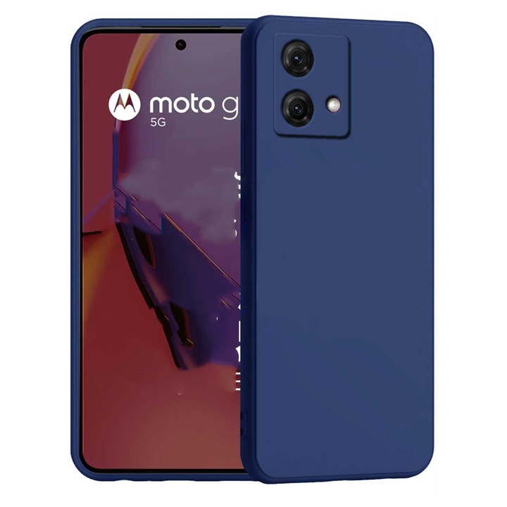 Калъф Jelly Case, Силикон, съвместим с Motorola Moto G84, вътрешност от микрофибър, гъвкав, тъмносин