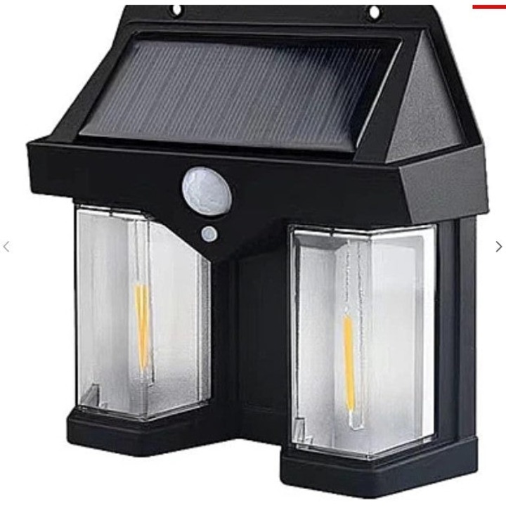 Lampa solara de perete dubla CB 228 tip felinar, decorativ, de perete