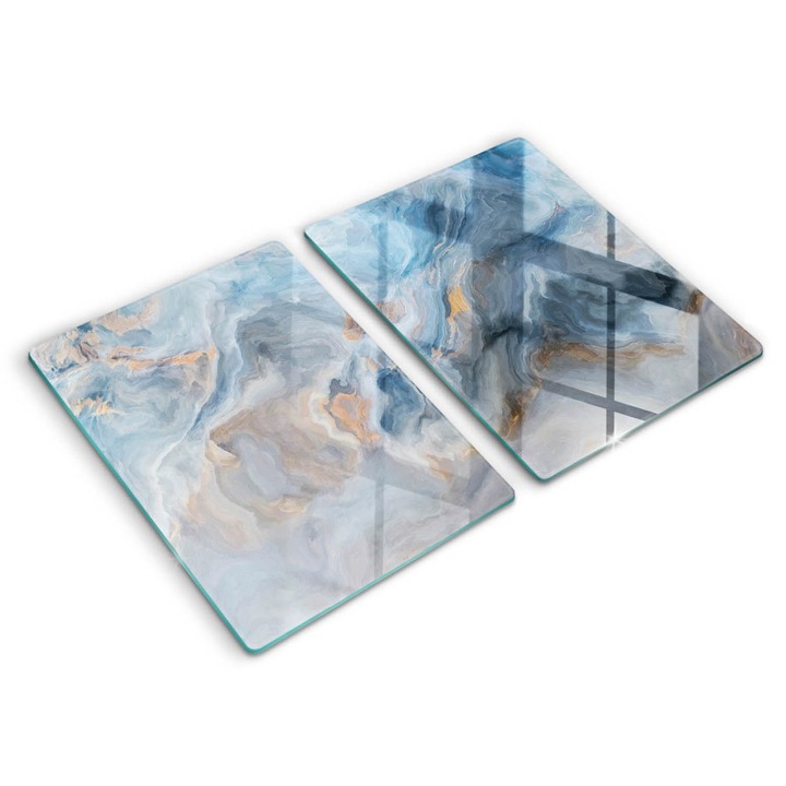 Dekoratív üveg, Wallfluent, Márvány textúra, Kék, 2x40x52 cm