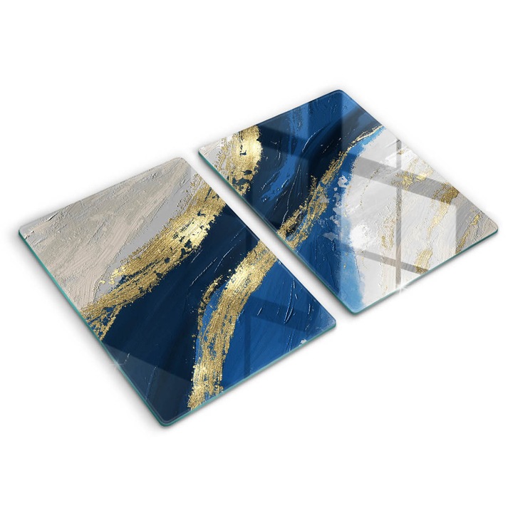 Dekoratív üveg, Wallfluent, Textúra arannyal, Kék, 2x40x52 cm