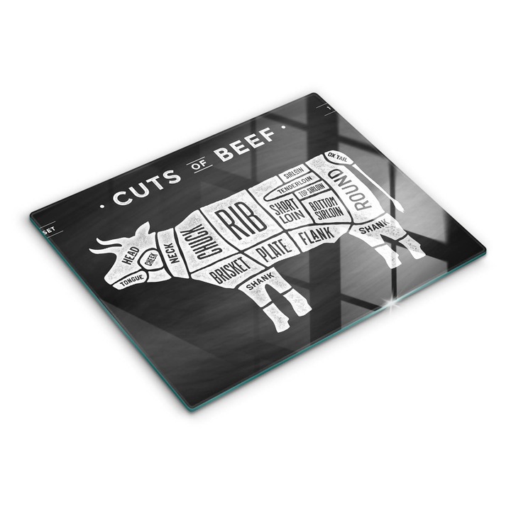 Dekoratív üveg, Wallfluent, Tehénhús marhahús, fekete fehér mintás, 52x40 cm