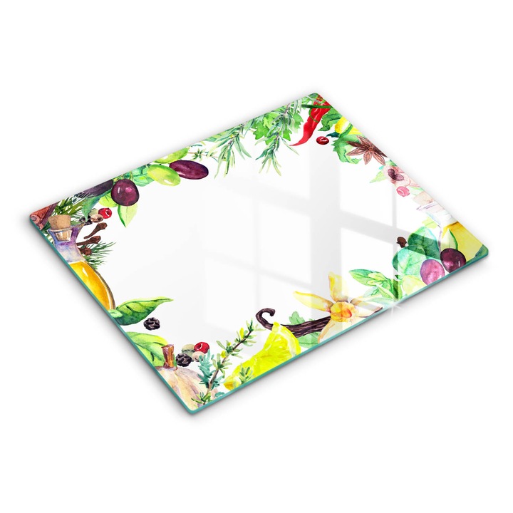 Dekoratív üveg, Wallfluent, Festett étel, Sokszínű, 52x40 cm