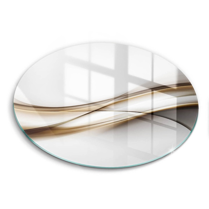 Tocatoare de bucatarie, Wallfluent, din sticla, Ø30 cm, Linii usoare de abstractizare, Bej, 010010520070000006088