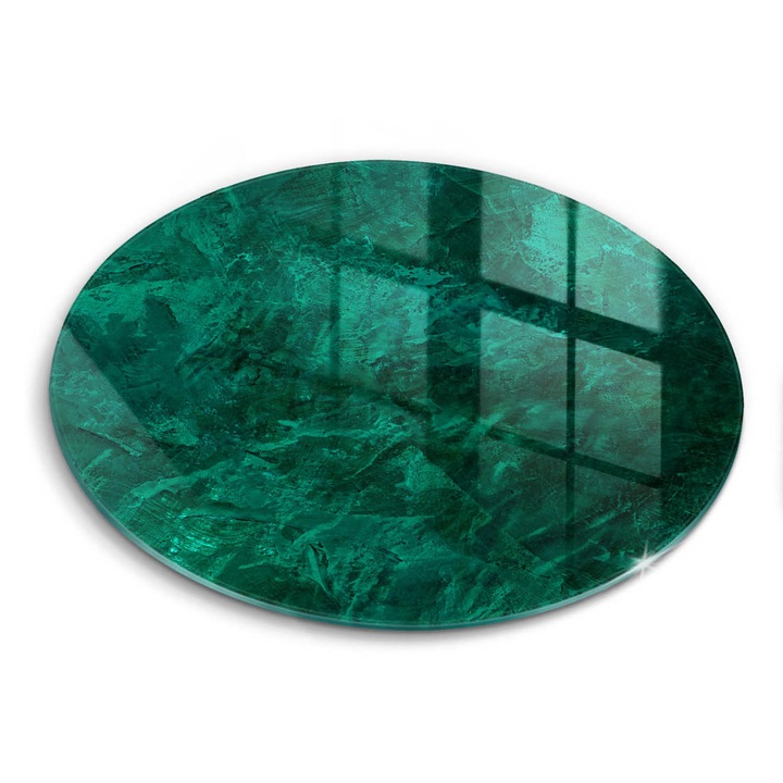 Tocatoare de bucatarie, Wallfluent, din sticla, Ø30 cm, Textura fundalului de piatra, Verde, 010010520070000027351