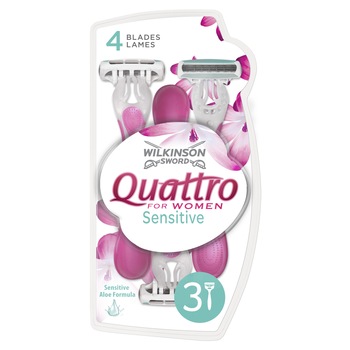 Aparat de ras de unica folosinta Wilkinson Quattro Sensitive, Femei, 3 buc Aparat de ras de unica folosinta Wilkinson Quattro Sensitive, Femei, 3 buc