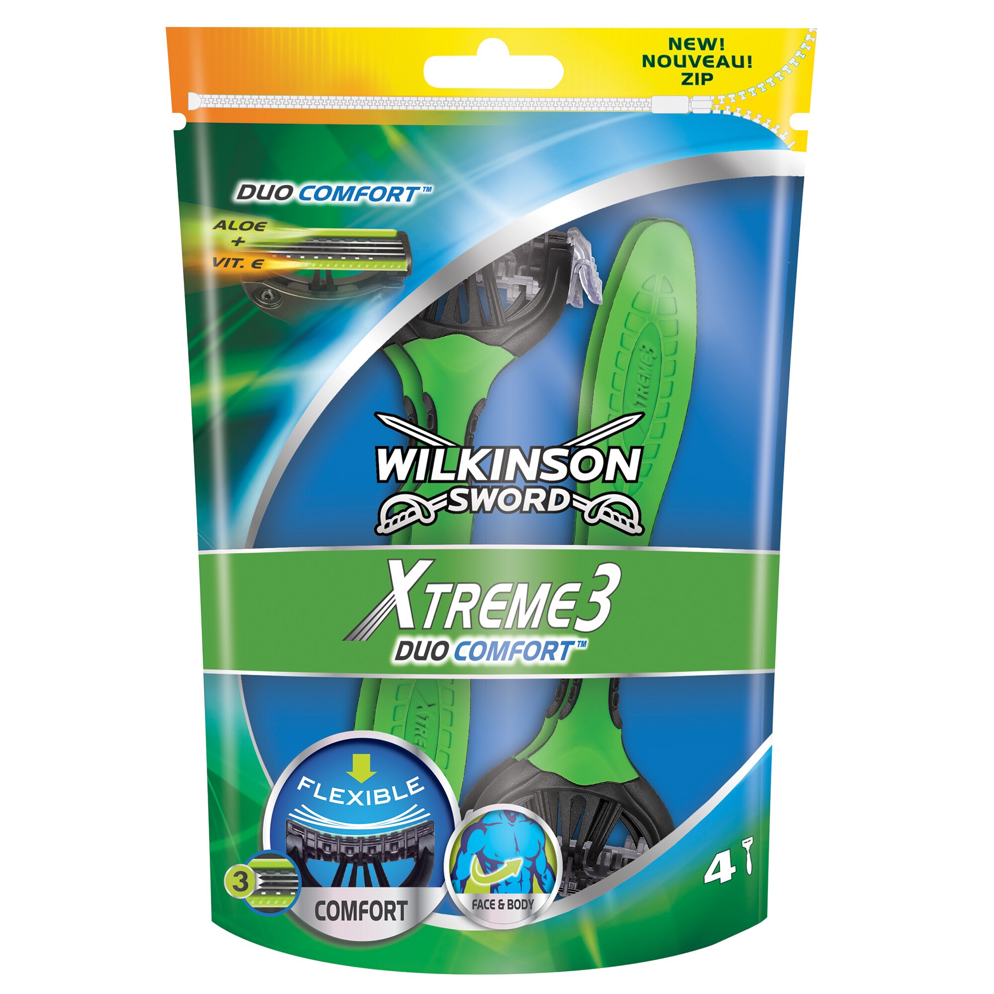 Aparat de ras de unica folosinta Wilkinson Extreme 3 Duo Confort, Barbati, 4 buc