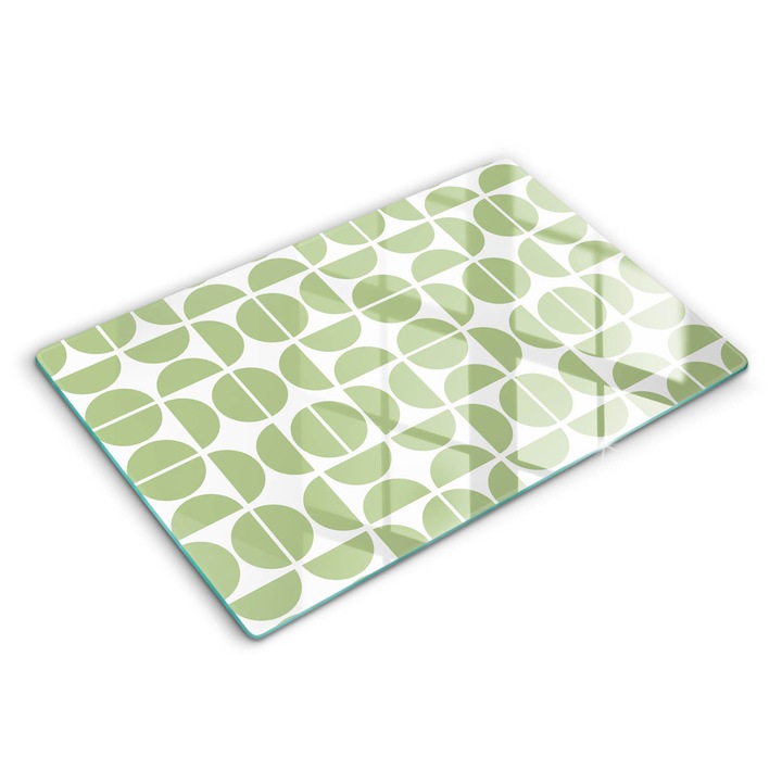 Tocatoare de bucatarie, Wallfluent, din sticla, 80x52 cm, Model de forma Boho, Verde, 010010520060000274039