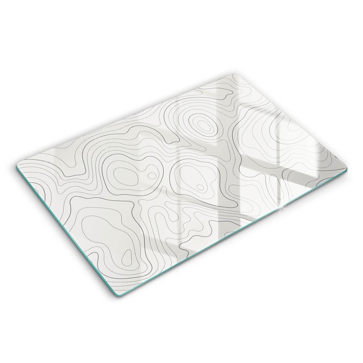 Tocatoare de bucatarie, Wallfluent, din sticla, 80x52 cm, Design de arta linie, Alb, 010010520060000088541