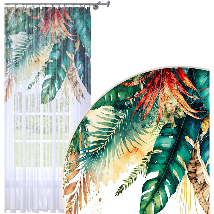 Perdea Gata Confectionata, Homeview, FKG200, Bride, Poliester, Voal, Simpla, Multicolor, 140 x 250