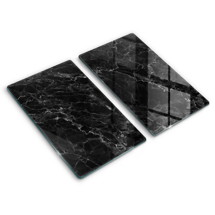 Üveg vágódeszka, Wallfluent, Elegáns márvány, 2x30x52 cm, Fekete