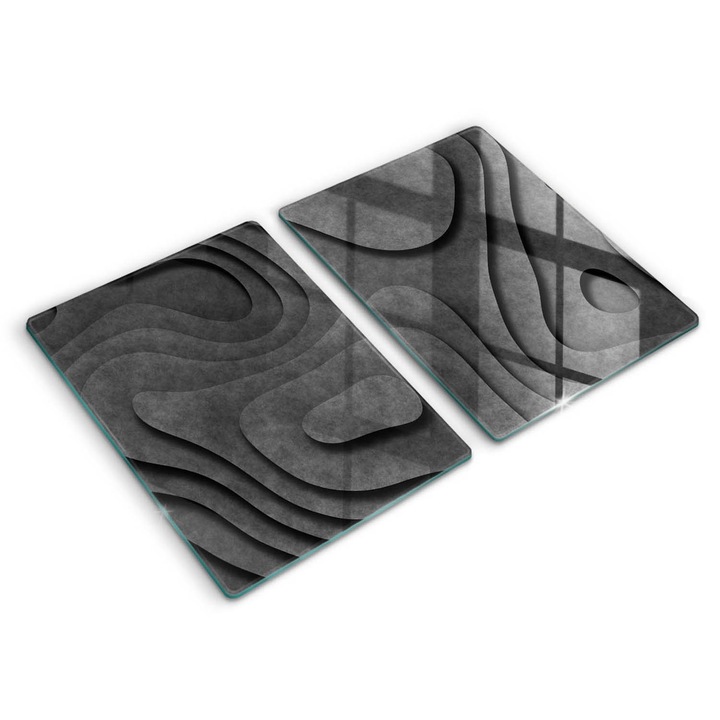Üveg vágódeszka, Wallfluent, 3D kőformák, 2x40x52 cm, Szürke