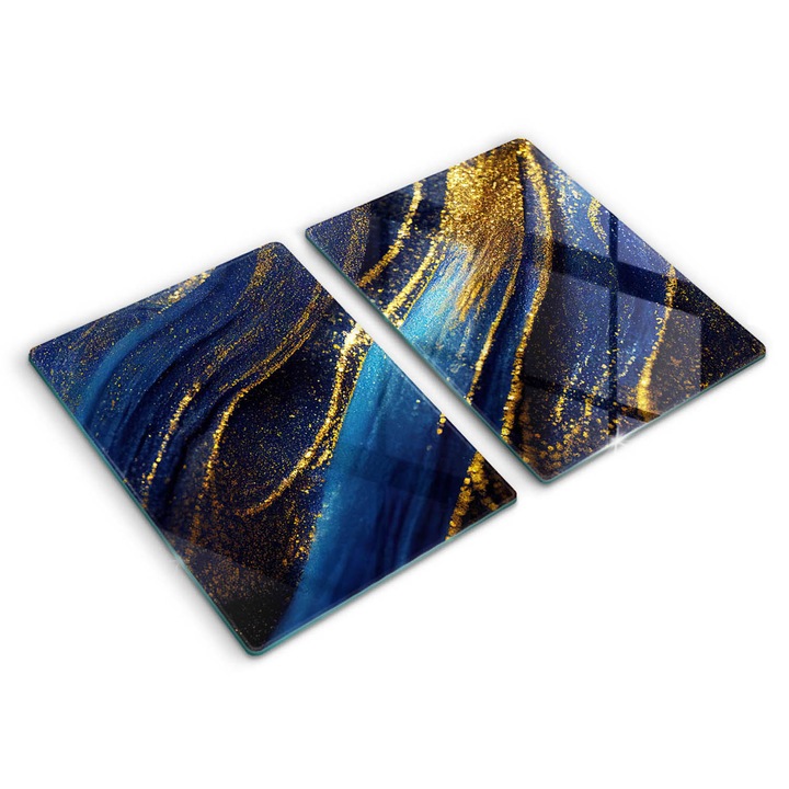 Üveg vágódeszka, Wallfluent, Sötétkék absztrakció, 2x40x52 cm, Kék