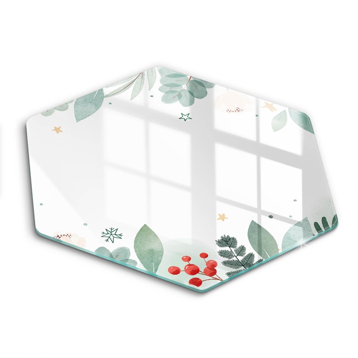 Üveg vágódeszka, Wallfluent, Akvarell levelek, h40 cm, Bézs