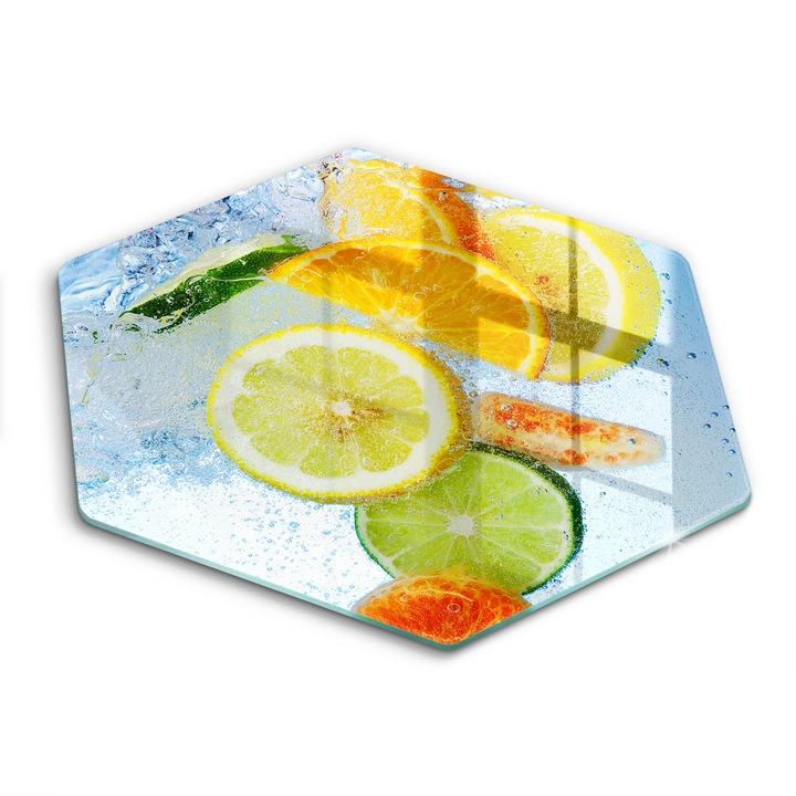 Üveg vágódeszka, Wallfluent, Lédús citrusvíz, h40 cm, Kék
