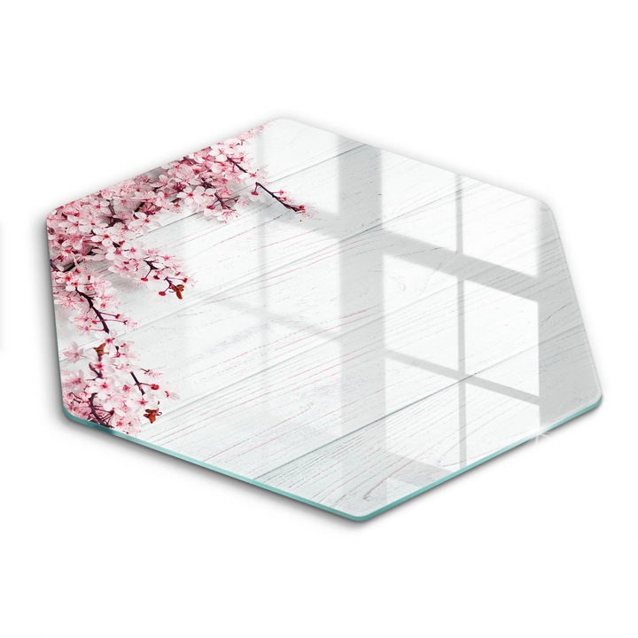 Üveg vágódeszka, Wallfluent, Virágok a táblákon, h40 cm, Ezüst