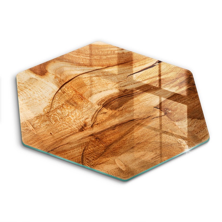 Üveg vágódeszka, Wallfluent, Fából készült tábla textúrája, h40 cm, Rózsaszín